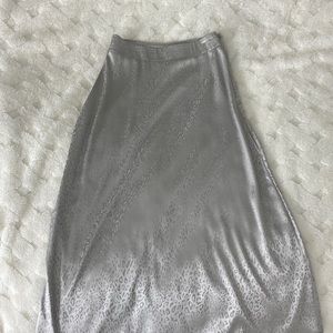 Satin silver leopard maxi skirt